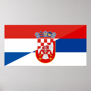 serbia croatia flagga halv symbol poster