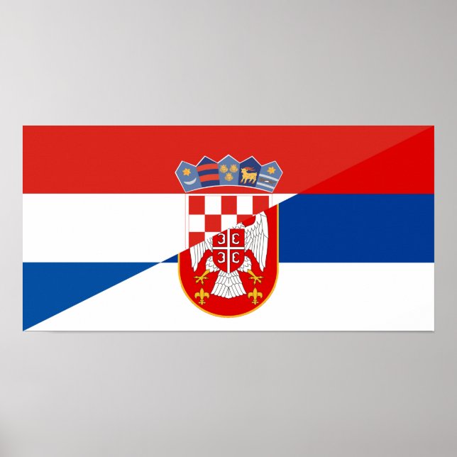 serbia croatia flagga halv symbol poster (Framsidan)
