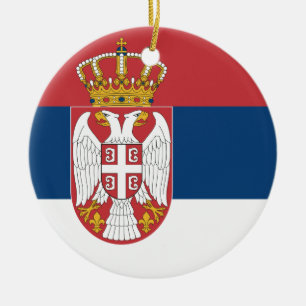 Serbia flagga julgransprydnad keramik