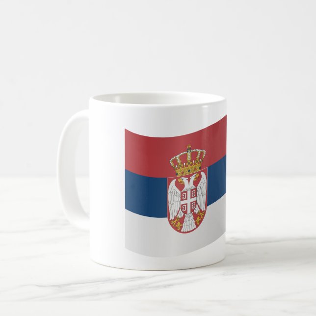 Serbia flagga kaffemugg (Framsida vänster)