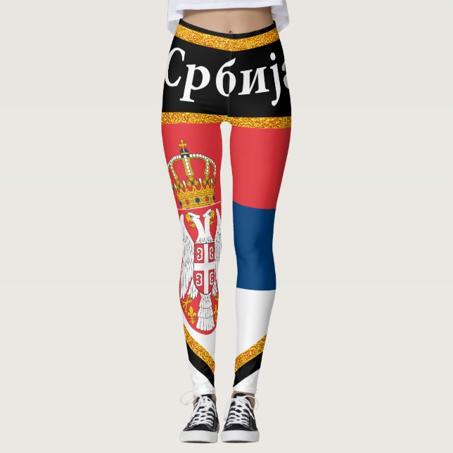 Serbia flagga leggings (Framsida)