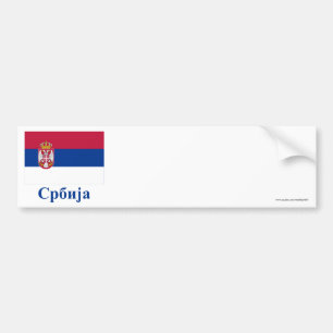 Serbia flagga med namn i serb bildekal