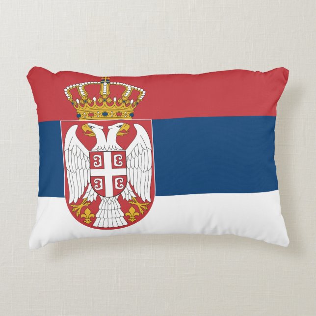 Serbia flagga prydnadskudde (Framsidan)