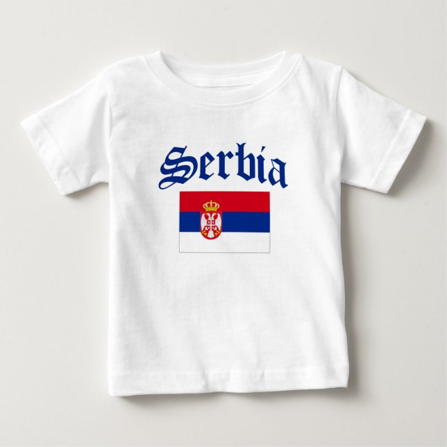 Serbia flagga tee shirt (Framsida)