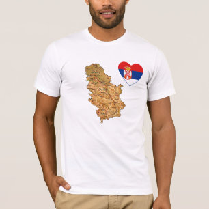 Serbia flaggahjärta och kartaT-tröja T-shirt