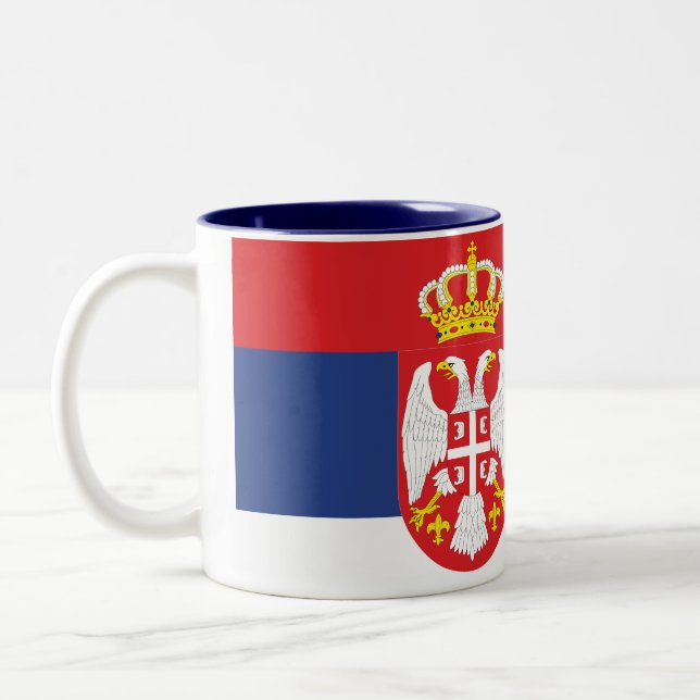 Serbia flaggamugg Två-Tonad mugg (Vänster)