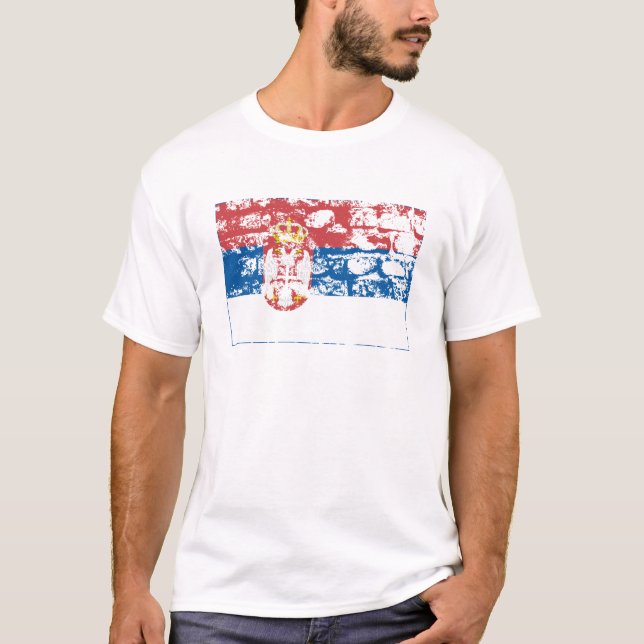 Serbia flaggavärld tee (Framsida)