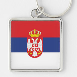 SERBIA FYRKANTIG SILVERFÄRGAD NYCKELRING
