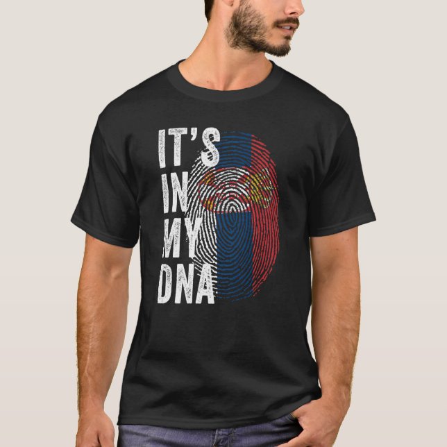 Serbia It's In My DNA Cute Serb Fingerprint Serbia T Shirt (Framsida)