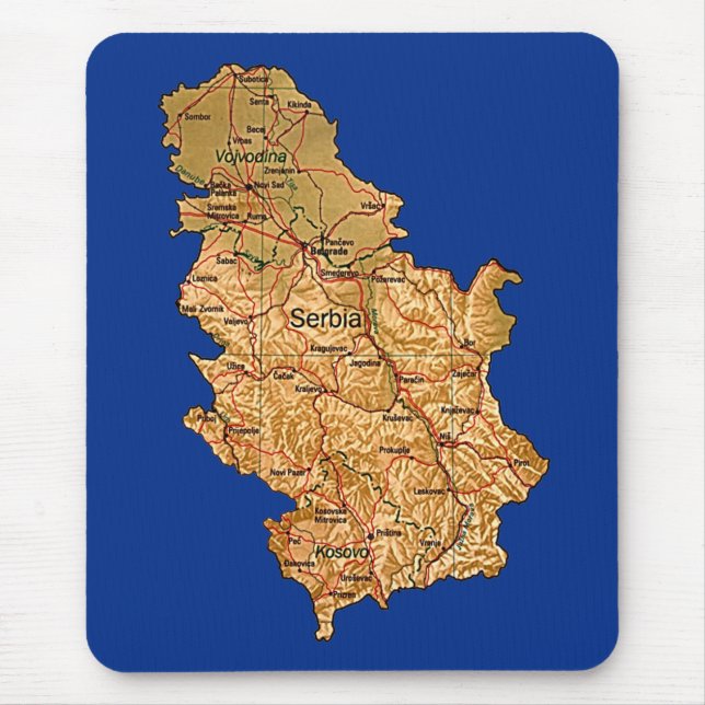 Serbia karta Mousepad Musmatta (Framsidan)