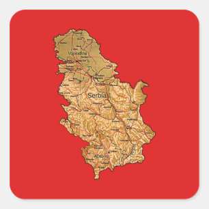 Serbia kartaklistermärke fyrkantigt klistermärke