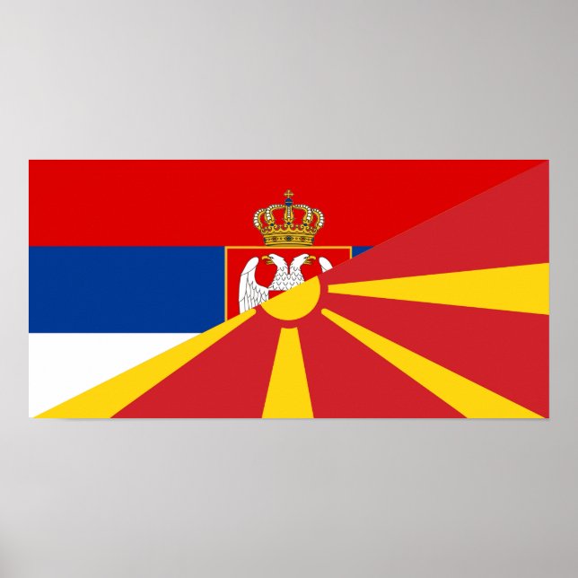serbia macedonia flagga land halv symbol poster (Framsidan)