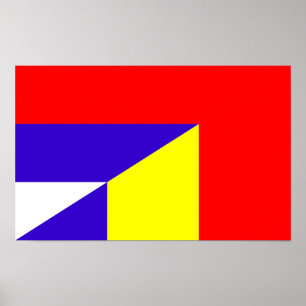 serbia rumänien flagga halv symbol land poster