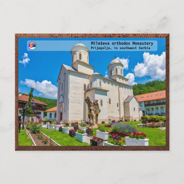 SERBIAN MONASTERIES - Mileševa Monastery 2 Helg Vykort (Framsida)