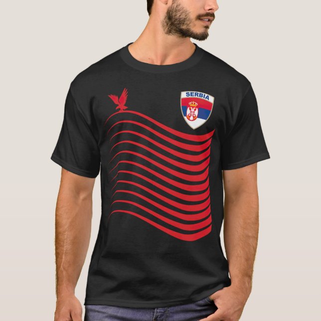 Serbien Basketball Jersey Srbija Basketball Flagga T Shirt (Framsida)