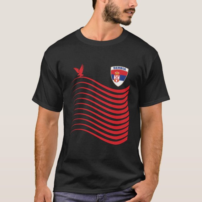 Serbien Basketball Jersey Srbija Basketball Flagga T Shirt (Framsida)