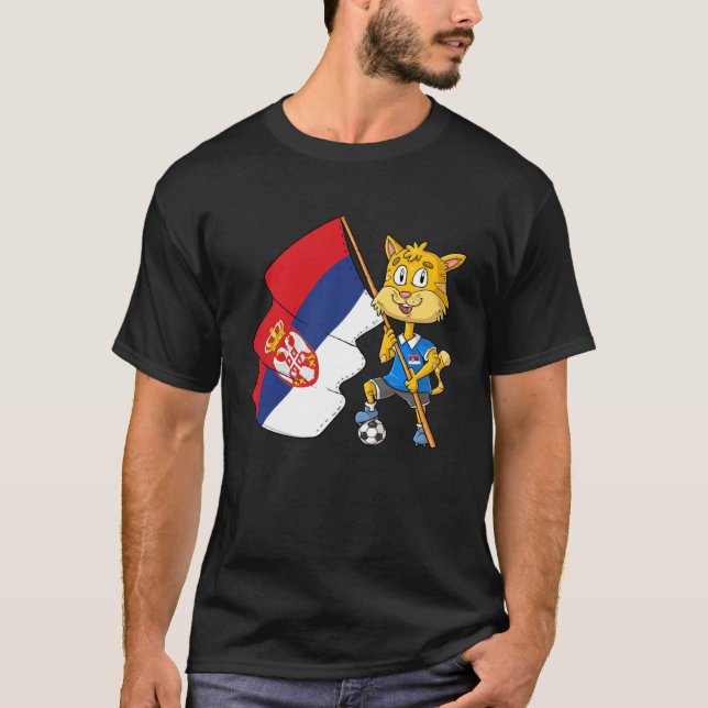 Serbien fan katt t shirt (Framsida)