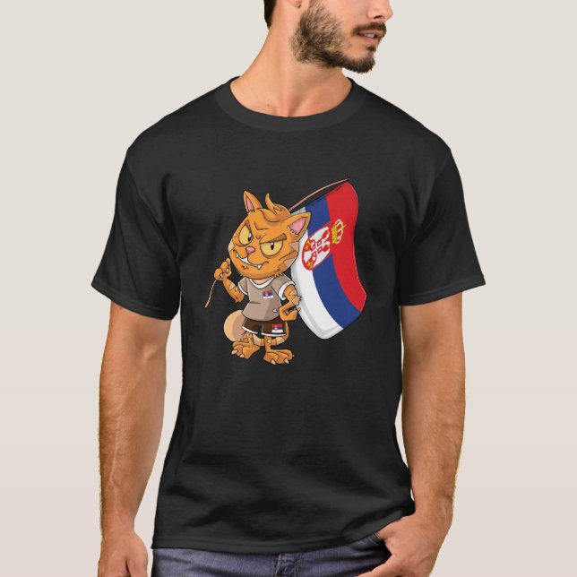 Serbien fan katt t shirt (Framsida)