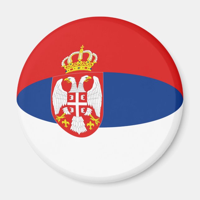 Serbien Fisheye Flagga Magnet (Framsidan)