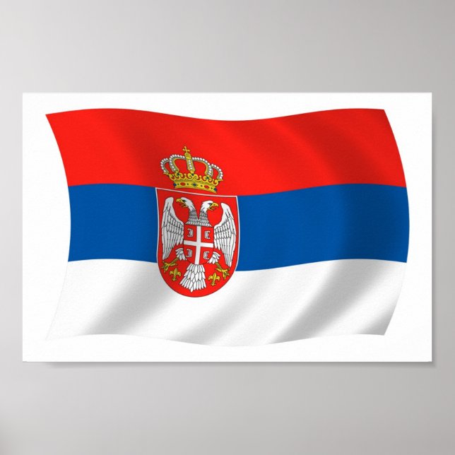 Serbien Flagga Affisch Print (Framsidan)