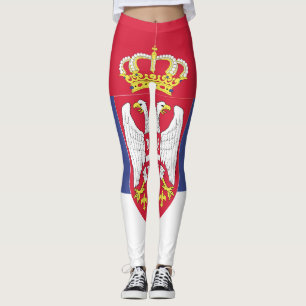 Serbien Flagga Emblem Leggings