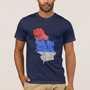 Serbien Flagga Färg Kart T-Shirt
