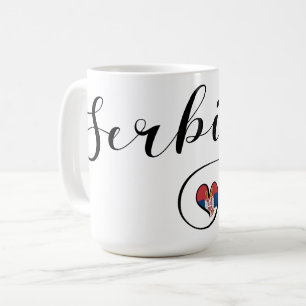 Serbien Flagga Heart, Republika Srbija Kaffemugg