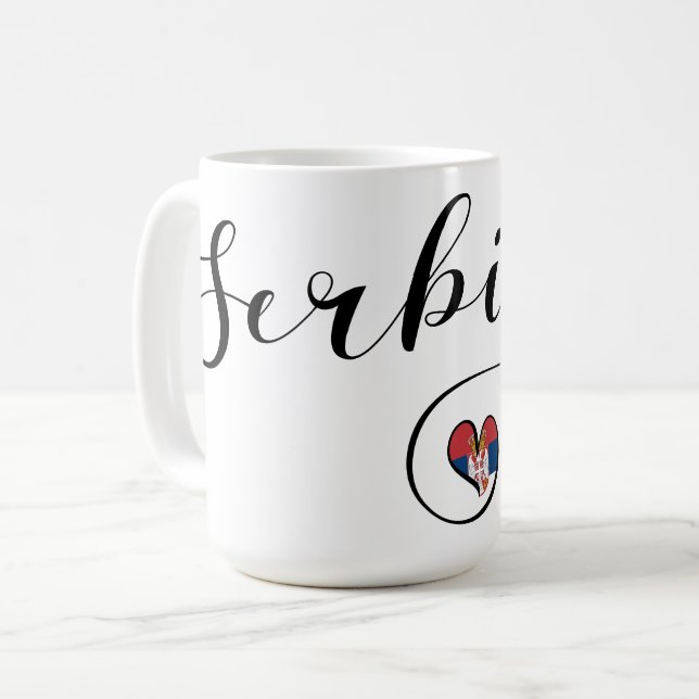 Serbien Flagga Heart, Republika Srbija Kaffemugg (Framsida vänster)