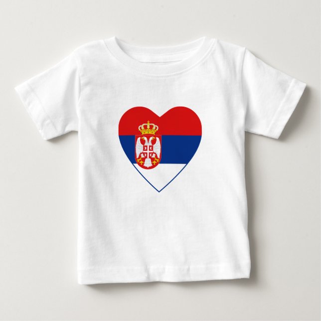 Serbien Flagga Heart T-Shirt (Framsida)