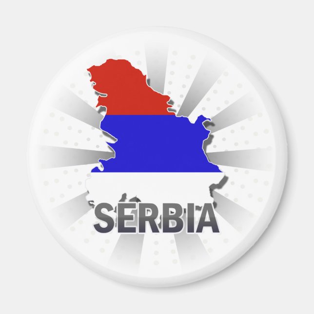 Serbien Flagga Karta 2.0 Magnet (Framsidan)