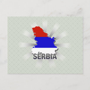 Serbien Flagga Karta 2.0 Vykort