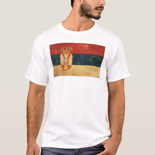 Serbien Flagga Manar White T Shirt (Framsida)