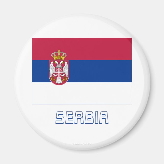 Serbien Flagga med Namn Magnet (Framsidan)