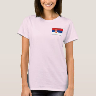 Serbien Flagga och Karta dk T-Shirt