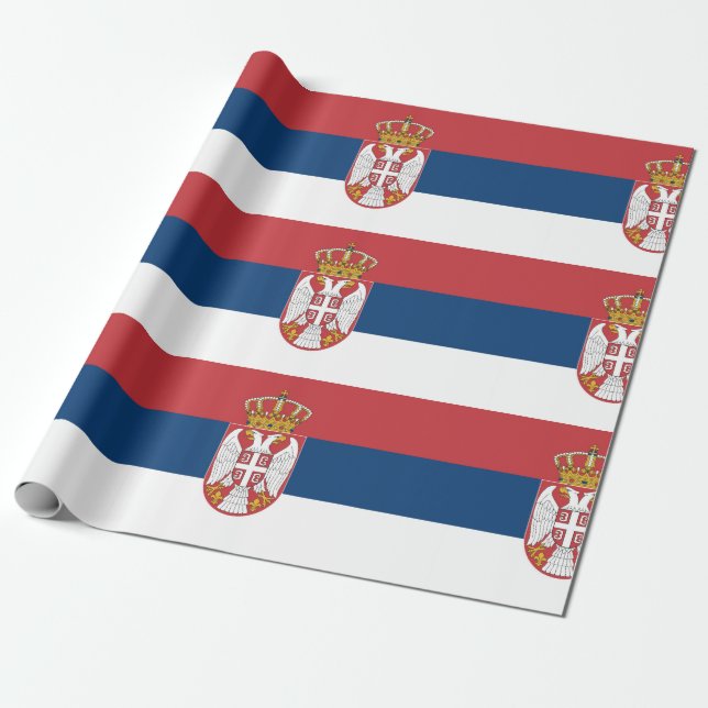 Serbien Flagga Presentpapper (Utrullad)