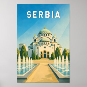 Serbien Illustration Resa Konst Vintage Poster
