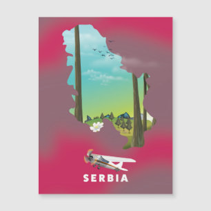 Serbien Illustrerad kart-resa affisch
