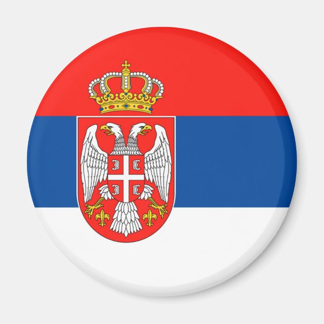 serbien landsflagga nation symbol namn text magnet (Framsidan)