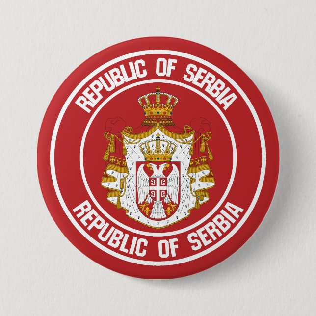 Serbien Round Emblem Knapp (Framsida)