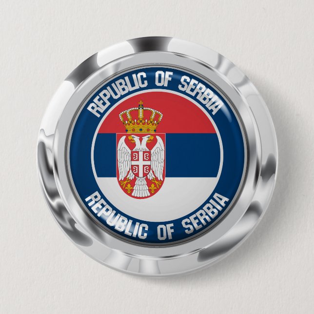 Serbien Round Emblem Knapp (Framsida)