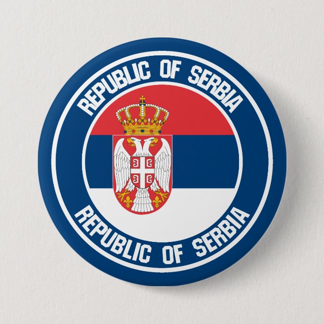 Serbien Round Emblem Knapp (Framsida)