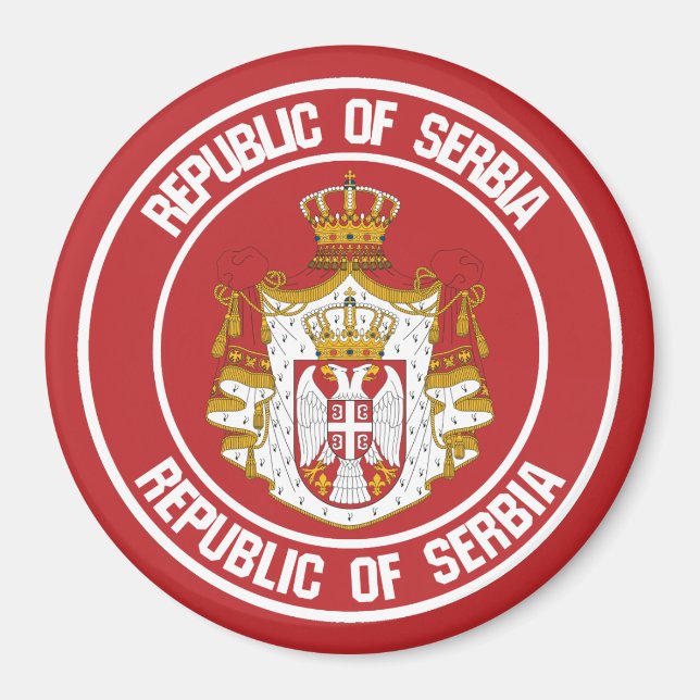 Serbien Round Emblem Magnet (Framsidan)