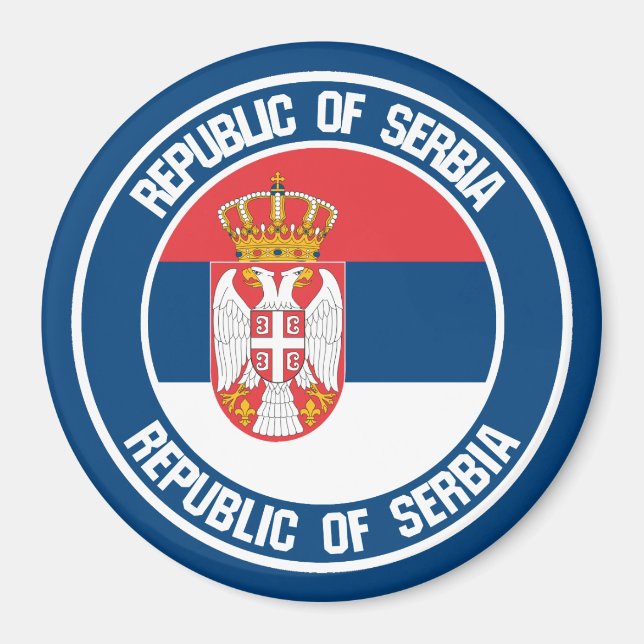Serbien Round Emblem Magnet (Framsidan)