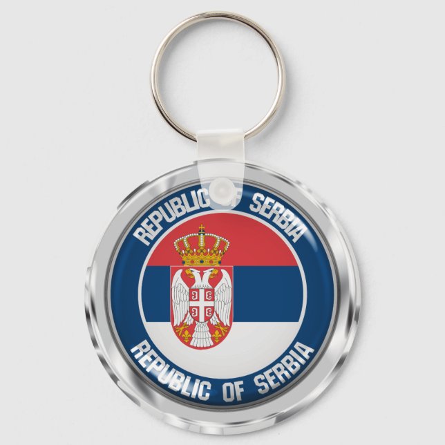 Serbien Round Emblem Nyckelring (Framsida)