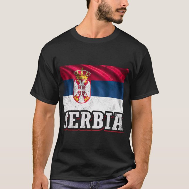 Serbien serbisk flagga t shirt (Framsida)