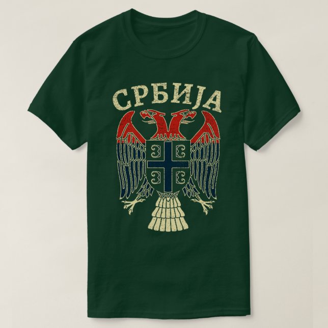 Serbien Srbija Serbian Eagle T Shirt (Design framsida)