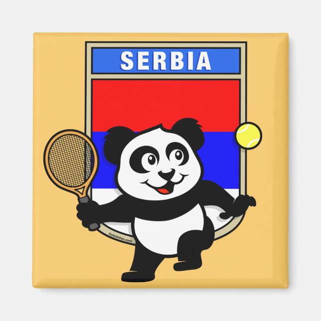 Serbien Tennis Panda Magnet (Framsidan)