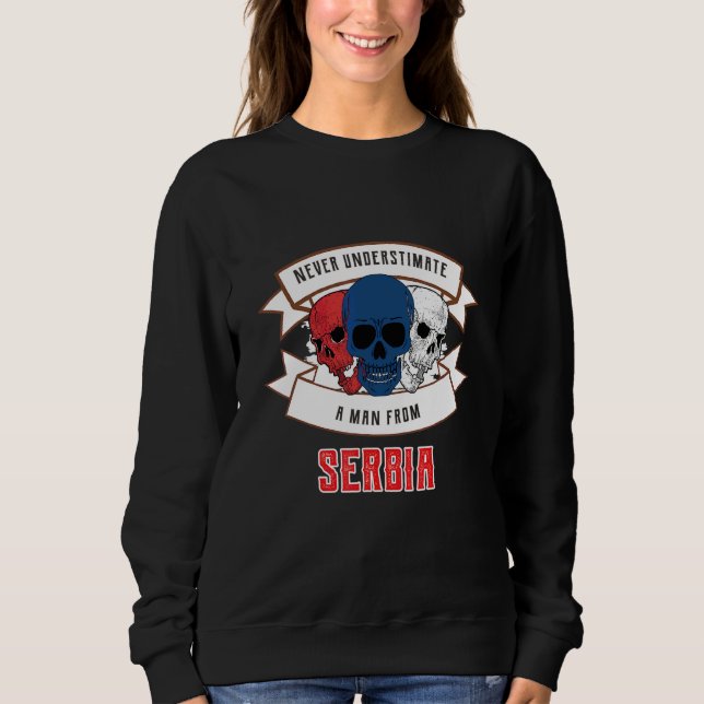 Serbien Underskatta Aldrig T Shirt (Framsida)