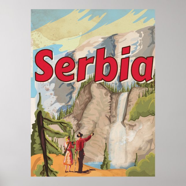 Serbien vintage reseaffisch poster (Framsidan)