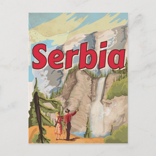 Serbien vintage reseaffisch vykort (Framsida)